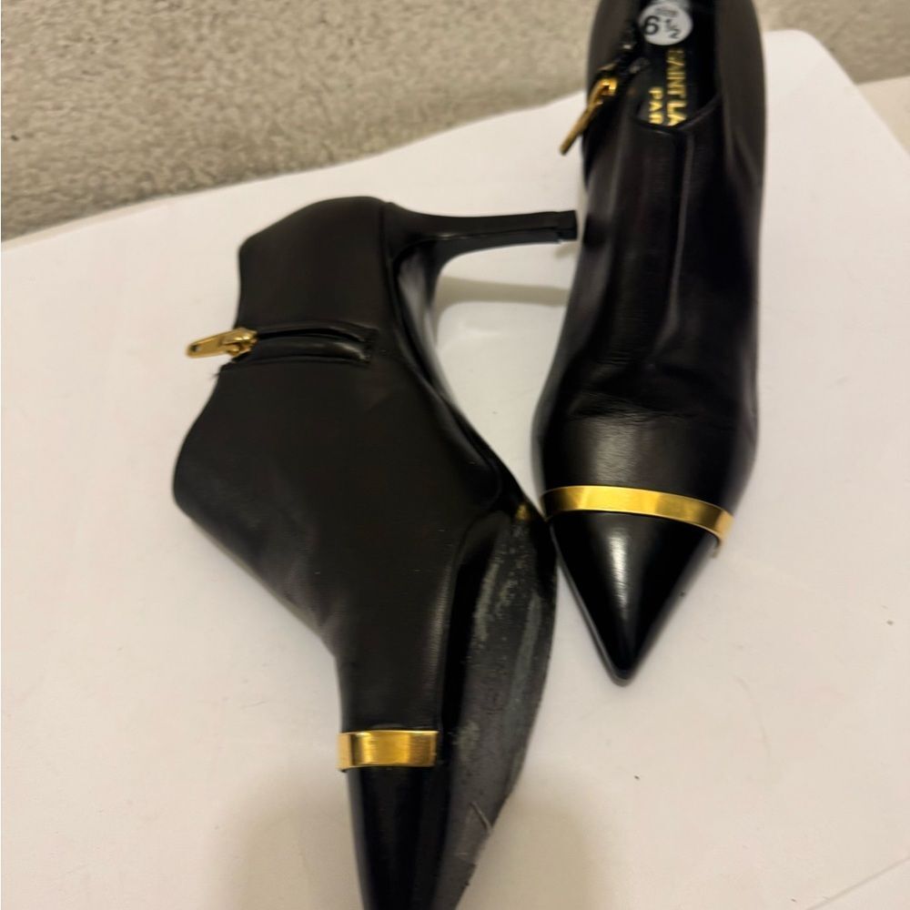 Yves Saint Laurent Black and Gold Heels - Picture 7 of 9